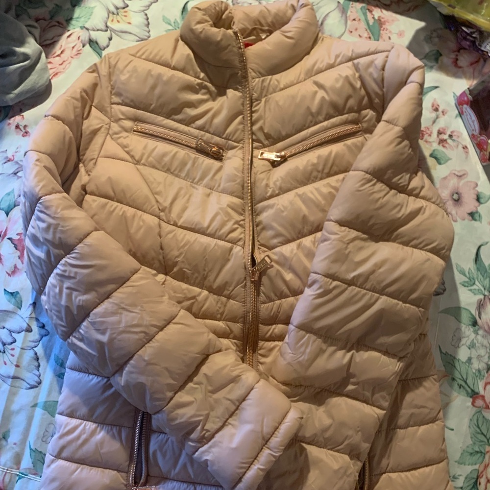 Guess Quilted Puffer Jacket in Light Blush Size X Small